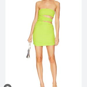 Alaric Mini Dress in Lime Green XS